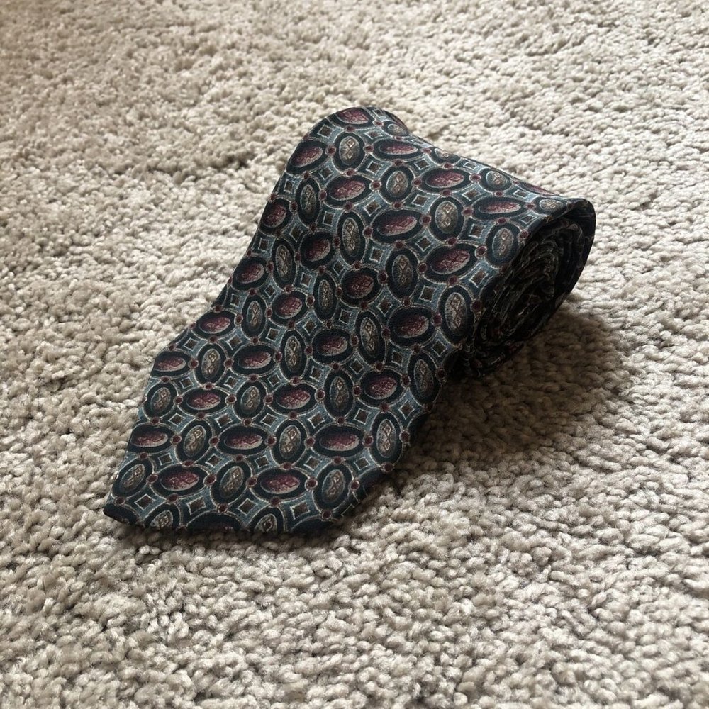 Peter Thomas By Superba MEN'S NECK TIE 100% SILK GREEN Gray 4 X 58